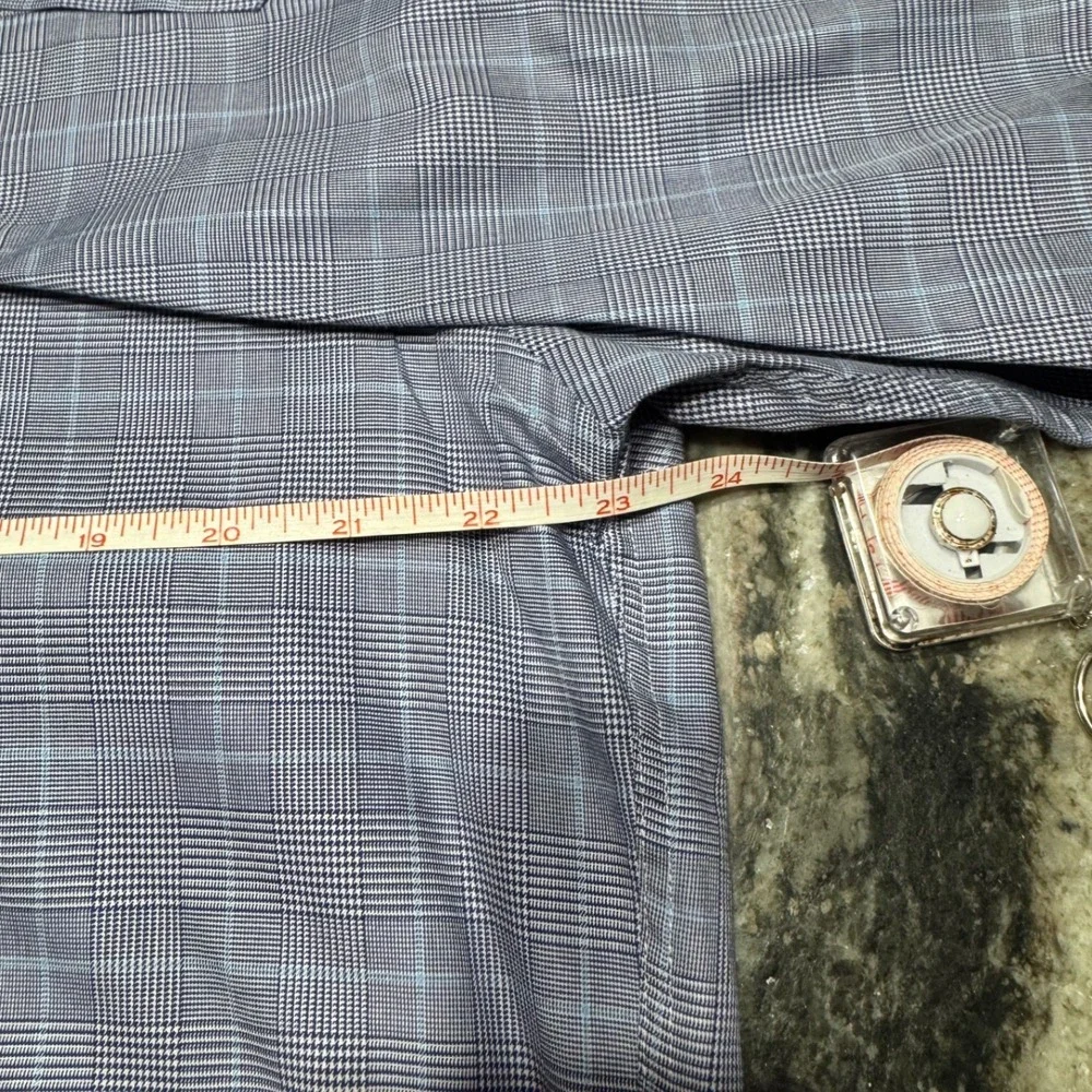David Donahue Mens 16 34/35 Blue Glen Plaid Cotton Dress Shirt Professional - Picture 7 of 9
